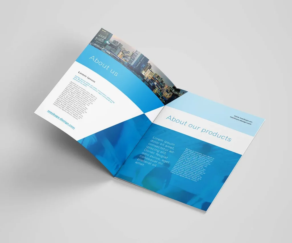 A sleek and professional A4 brochure printing service in Dubai, showcasing vibrant and high-quality print materials.