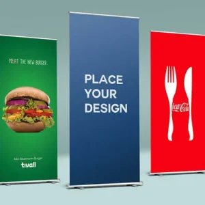 A professionally printed roll-up banner showcasing high-quality graphics, provided by a printing service in the UAE.