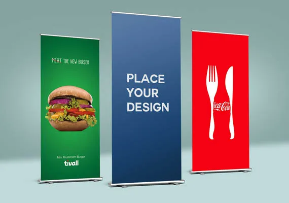 A professionally printed roll-up banner showcasing high-quality graphics, provided by a printing service in the UAE.